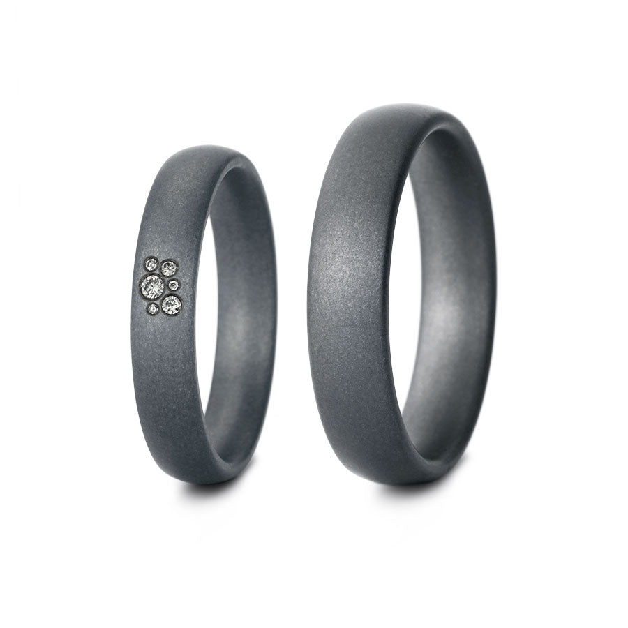 Tantal Trauringe P1 4+5 mm 6 Brill. 0.29ct.