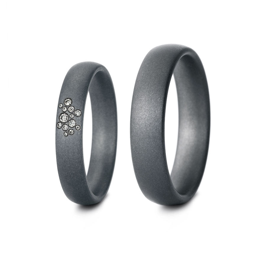 Tantal Trauringe P1 4+5 mm 13 Brill. 0.052ct.