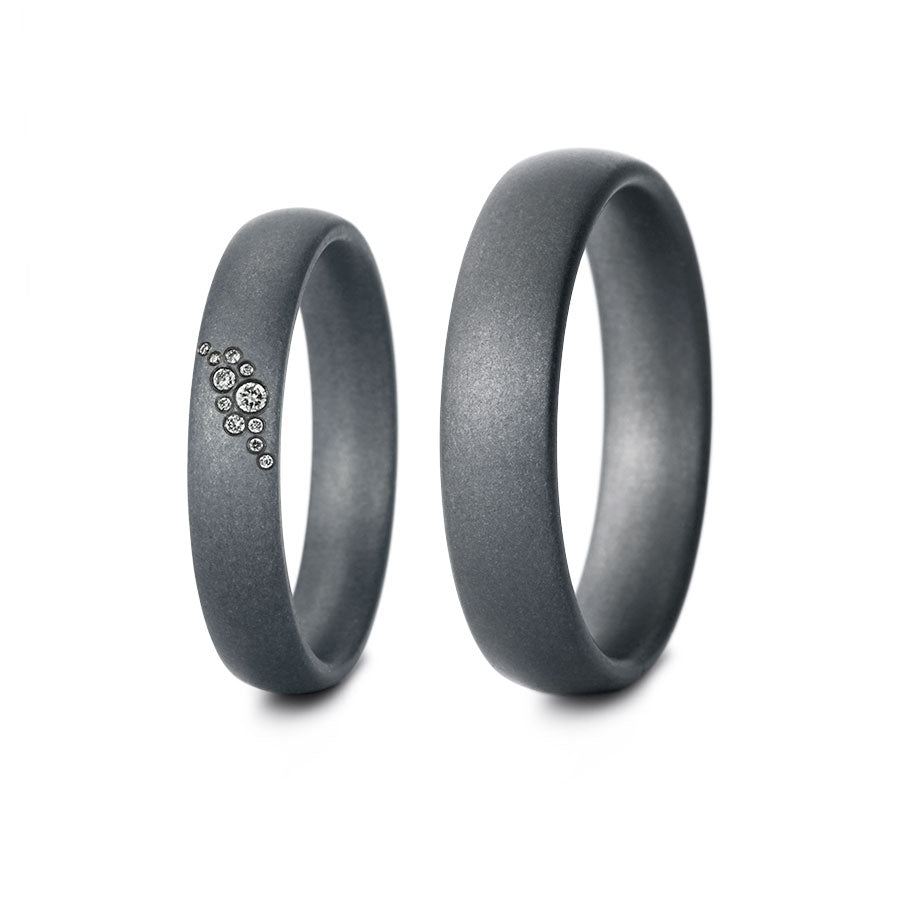 Tantal Trauringe P1 4+5 mm 11 Brill. 0.038ct.