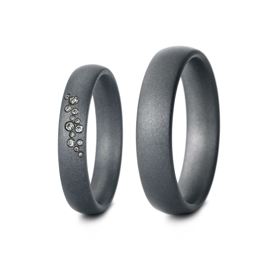Tantal Trauringe P1 4+5 mm 13 Brill. 0.039ct.