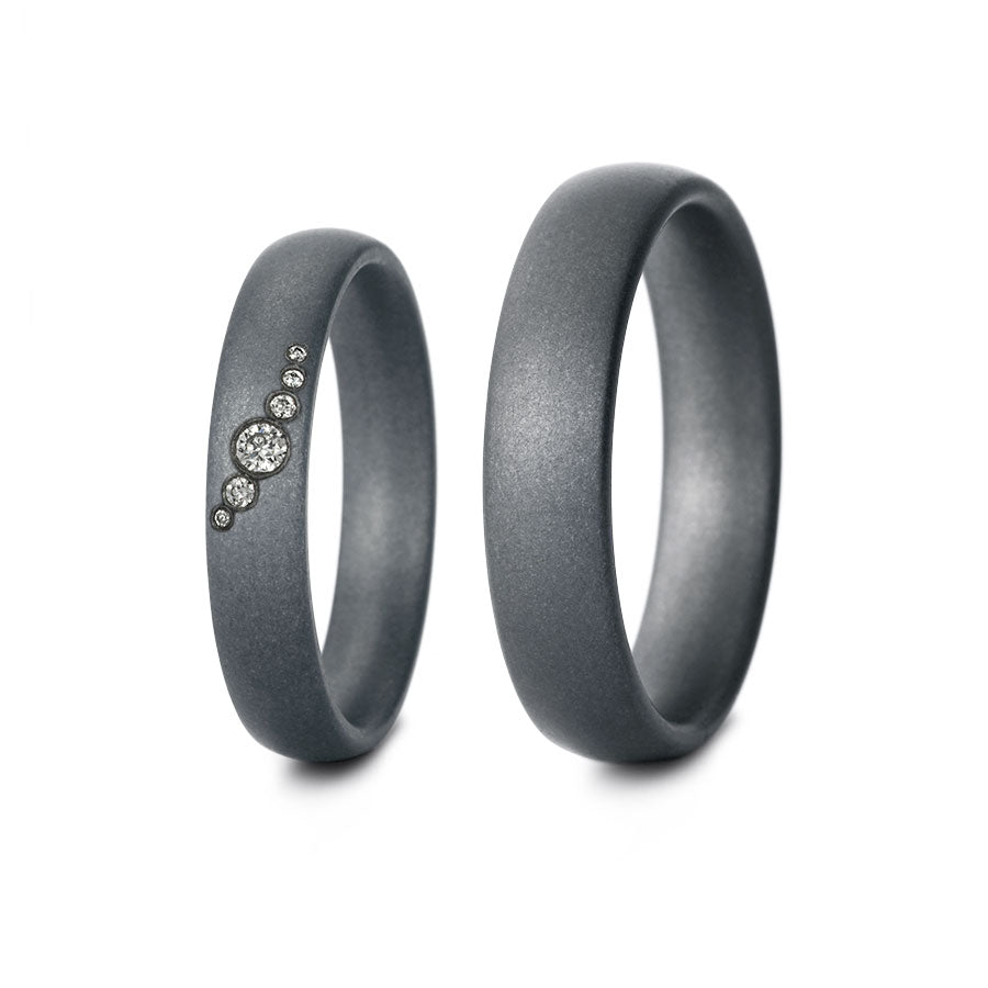 Tantal Trauringe P1 4+5 mm 6 Brill. 0.032ct.