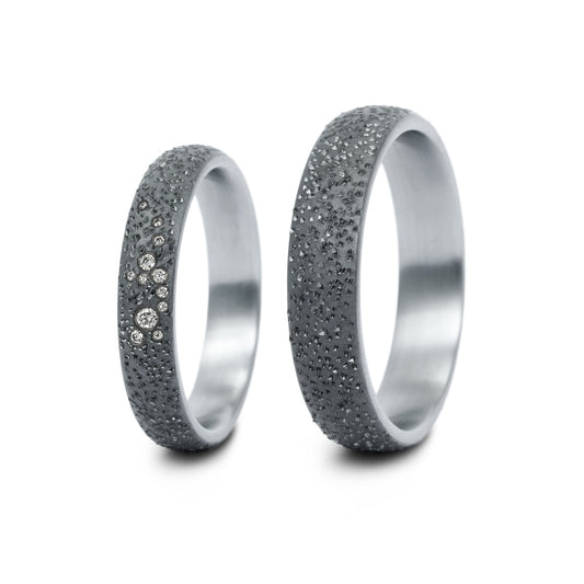 Tantalum Magic Eheringe Sand P1 12 Brill. 0,043ct.