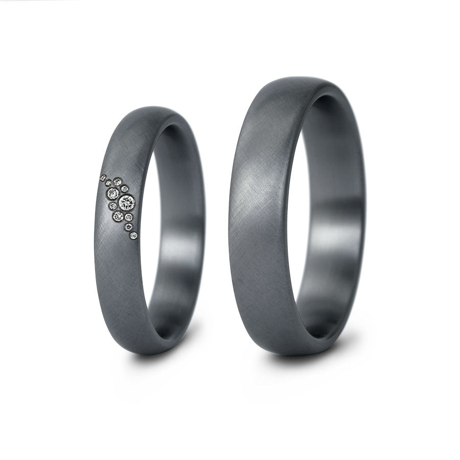 Tantal Trauringe P1 4+5 mm 11 Brill. 0.038ct.