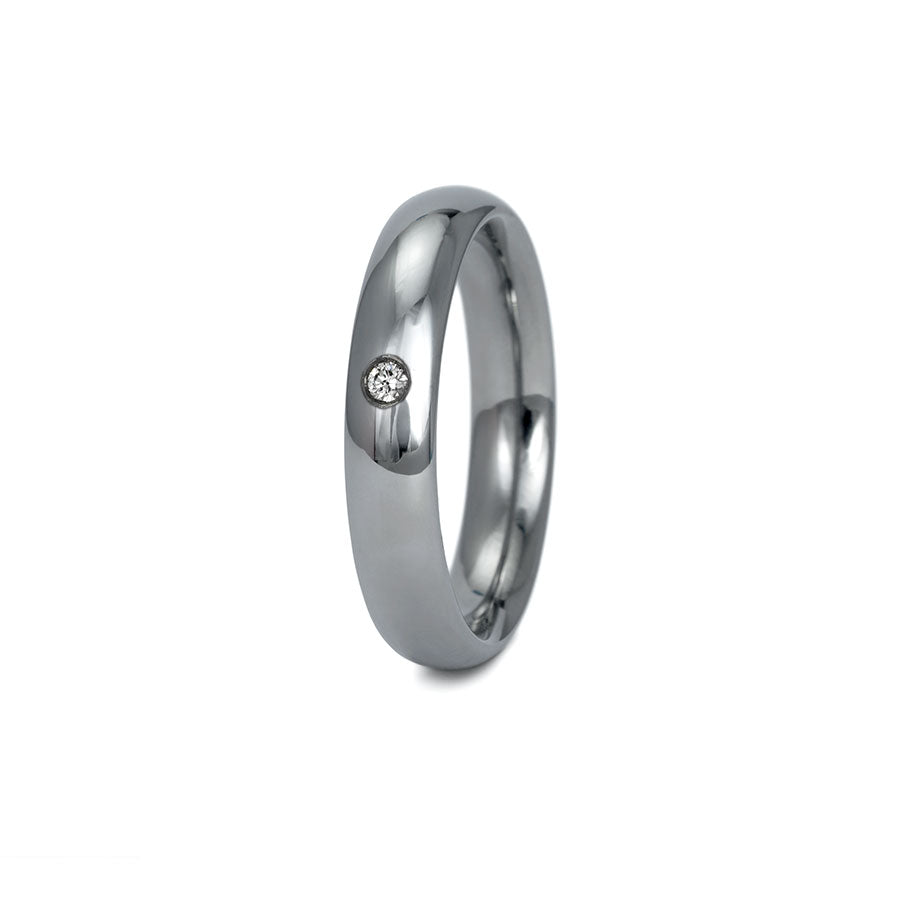 Tantal Trauringe 4+5 mm P1 Poliert 1 Brill. 0.016ct.