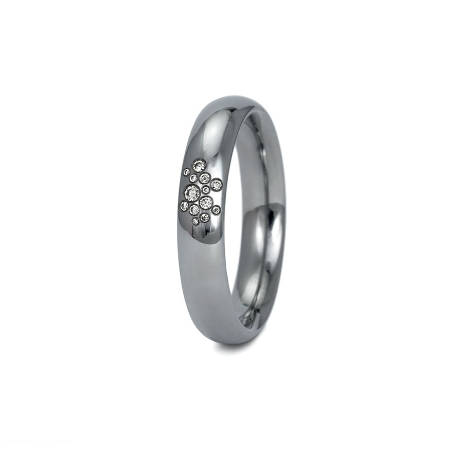 Tantal Trauringe P1 Poliert 4+5 mm 13 Brill. 0.052ct.