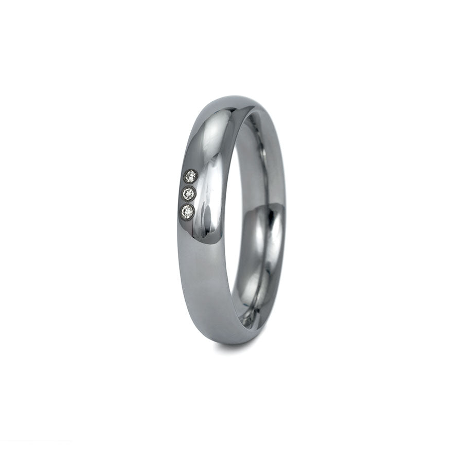 Tantal Trauringe P1 Poliert 4+5 mm 3 Brill. 0.014ct.