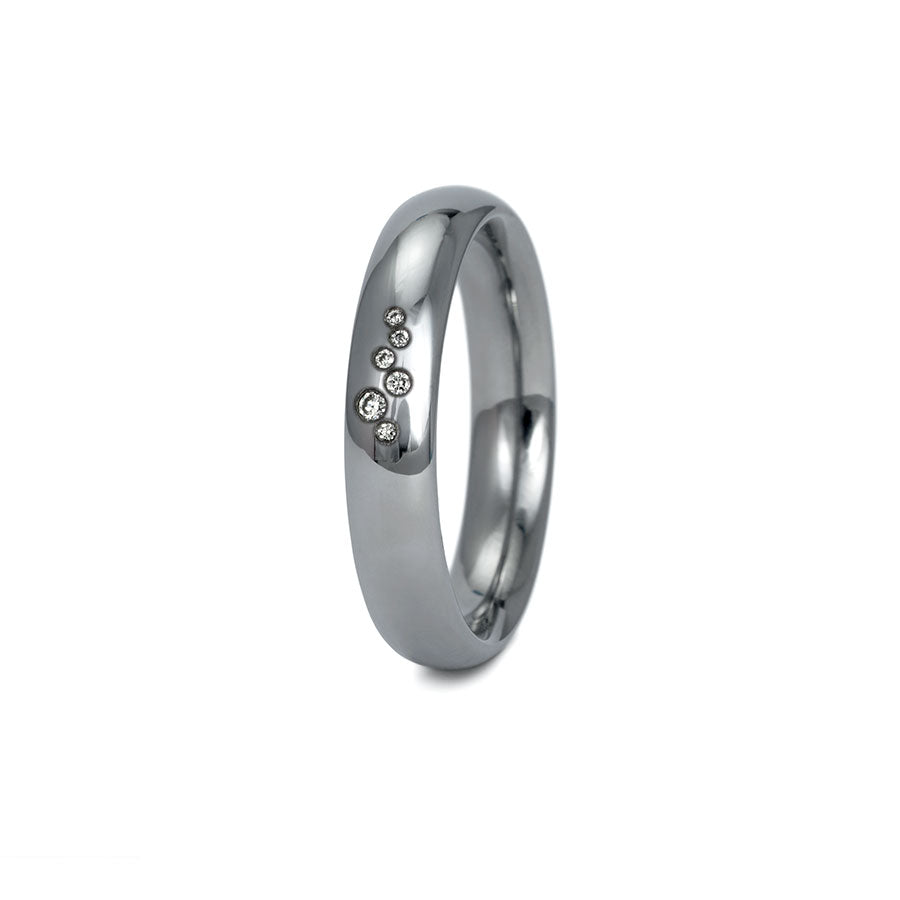 Tantal Trauringe 4+5 mm P1 Poliert 6 Brill. 0.017ct.