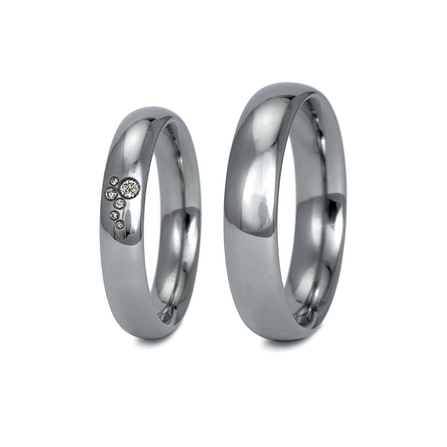 Tantal Trauringe P1 4+5 mm 6 Brill. 0.023ct.