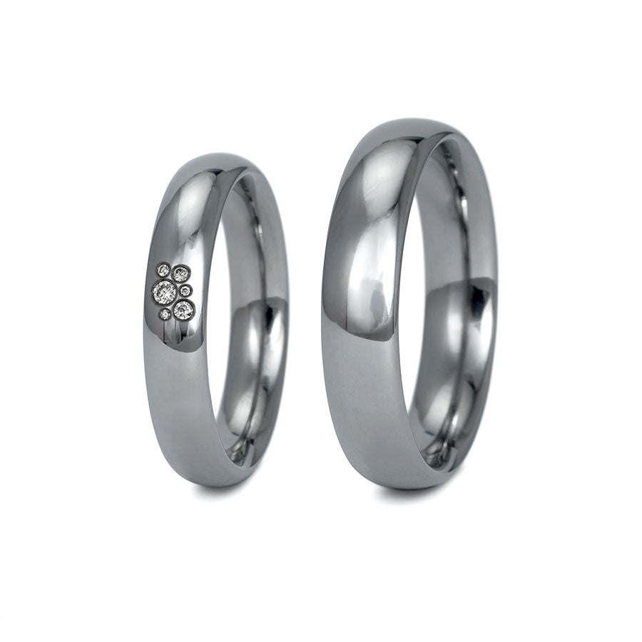 Tantal Trauringe P1 4+5 mm 6 Brill. 0.29ct.