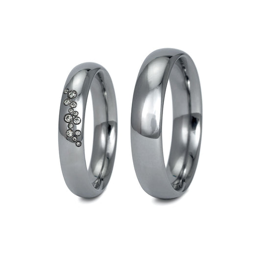 Produktbild: Tantal Trauringe P1 Poliert 4+5 mm 13 Brill. 0.039ct.