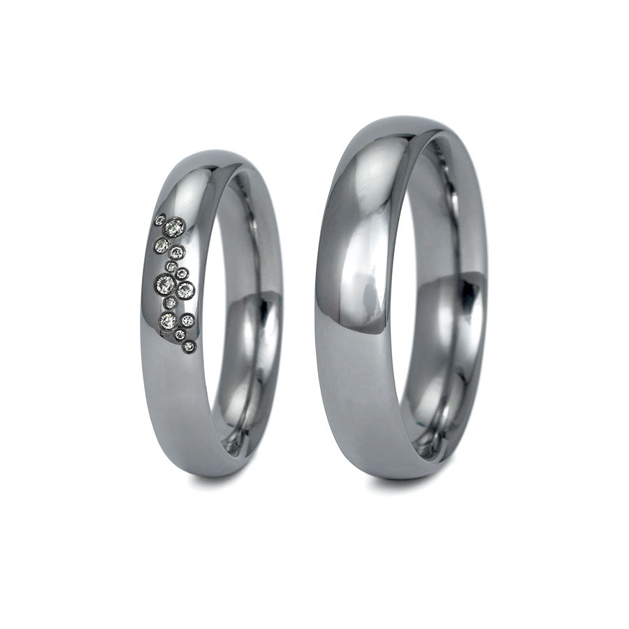 Tantal Trauringe P1 4+5 mm 13 Brill. 0.039ct.