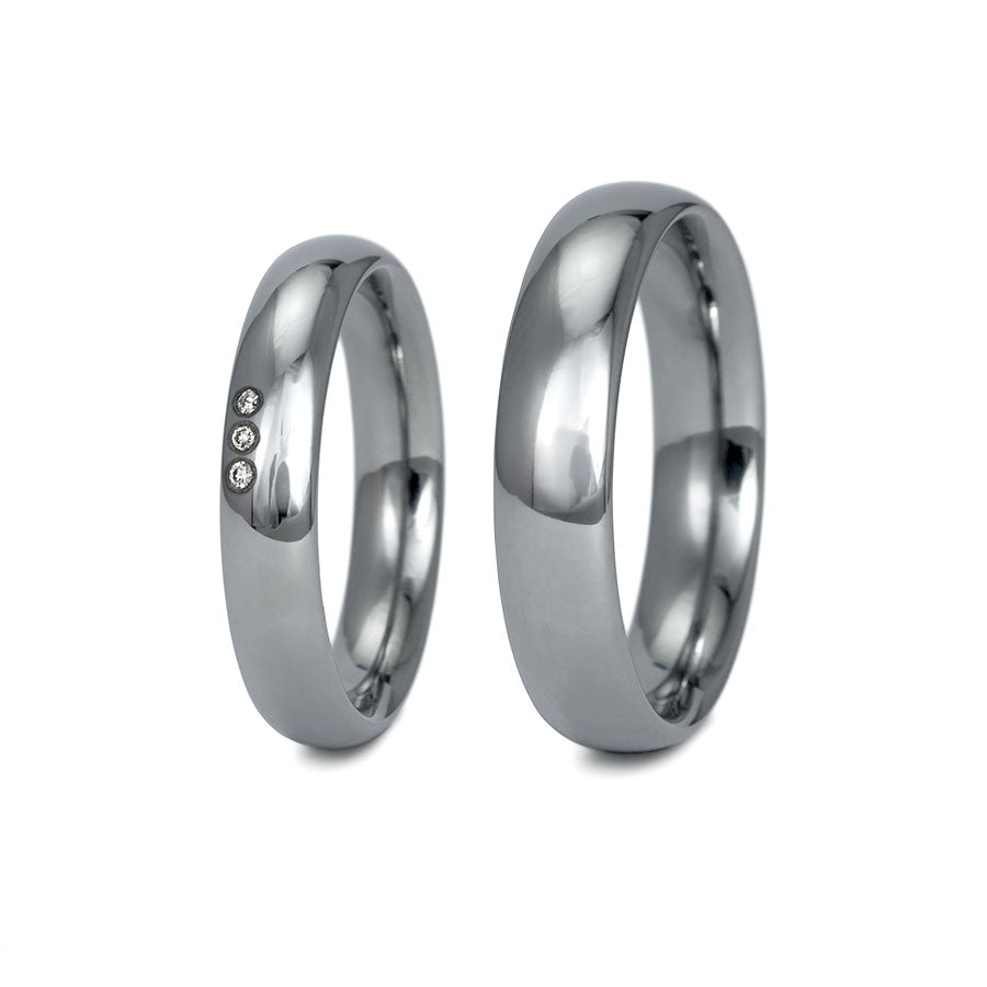 Produktbild: Tantal Trauringe P1 Poliert 4+5 mm 3 Brill. 0.014ct.