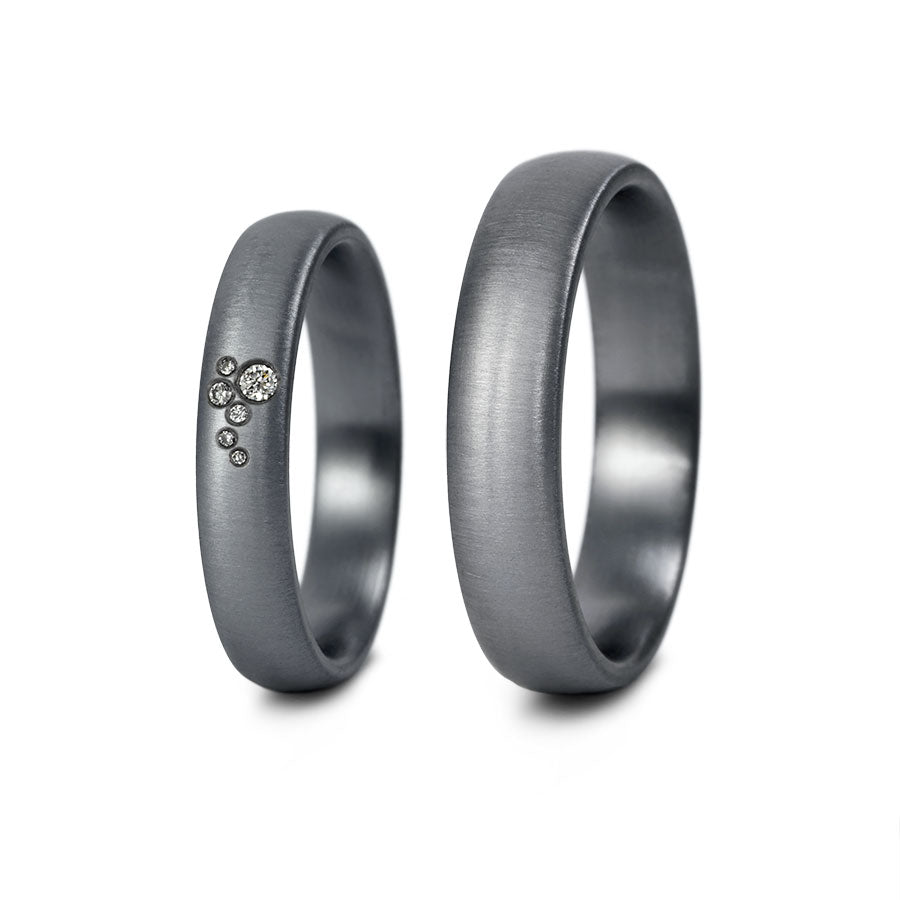 Tantal Trauringe P1 4+5 mm 6 Brill. 0.023ct.