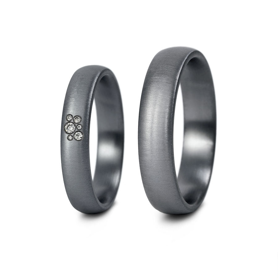 Tantal Trauringe P1 4+5 mm 6 Brill. 0.29ct.