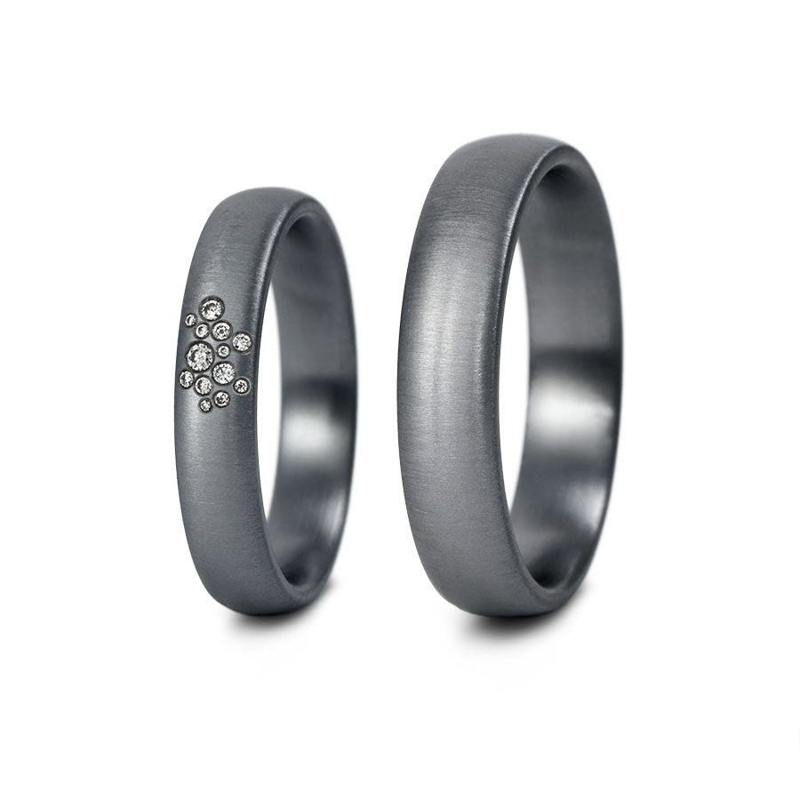 Tantal Trauringe P1 4+5 mm 13 Brill. 0.052ct.