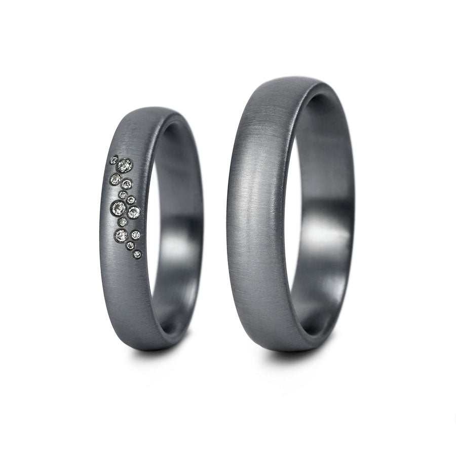Tantal Trauringe P1 4+5 mm 13 Brill. 0.039ct.