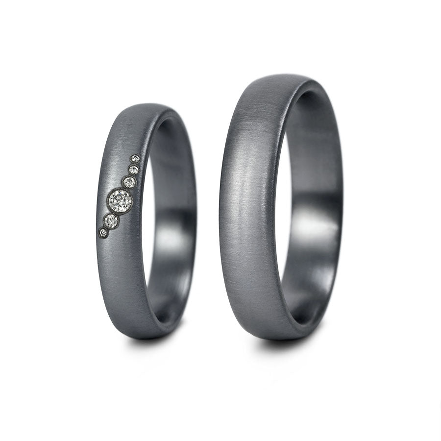 Tantal Trauringe P1 4+5 mm 6 Brill. 0.032ct.