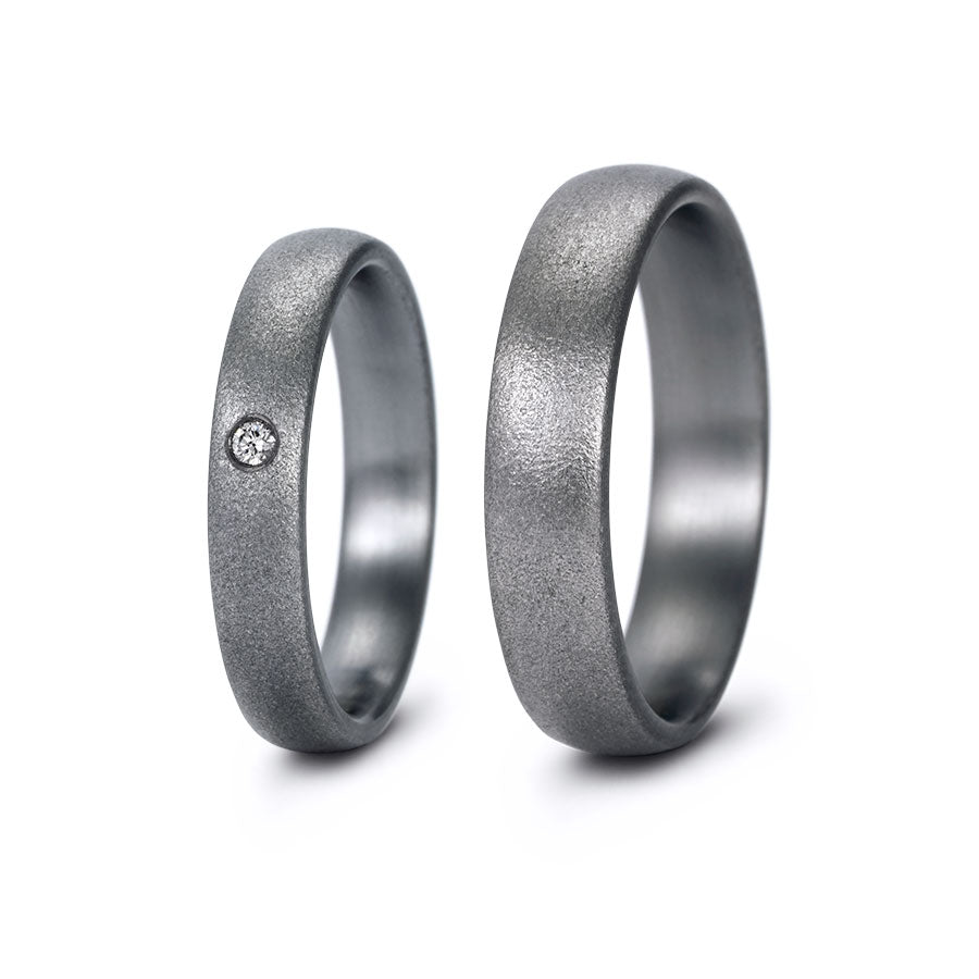 Tantal Trauringe P1 4+5 mm 1 Brill. 0.0166ct.