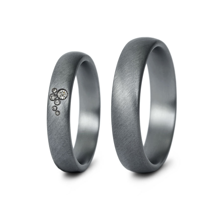 Tantal Trauringe P1 4+5 mm 6 Brill. 0.023ct.