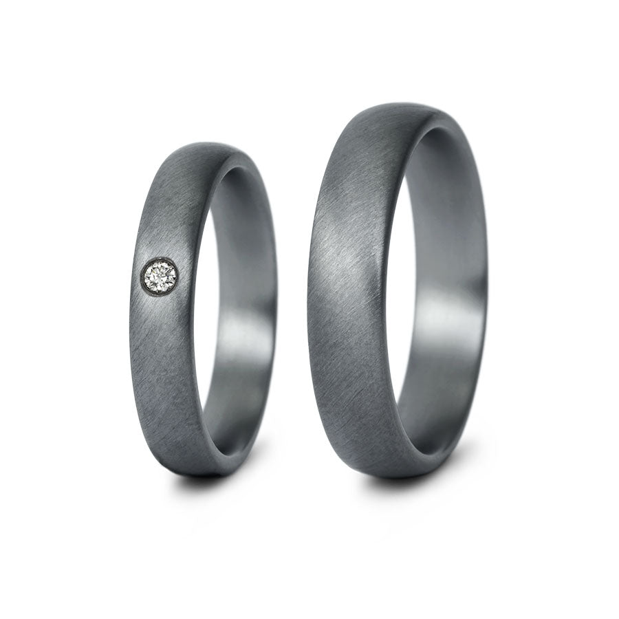 Tantal Trauringe P1 4+5 mm 1 Brill. 0.033ct.