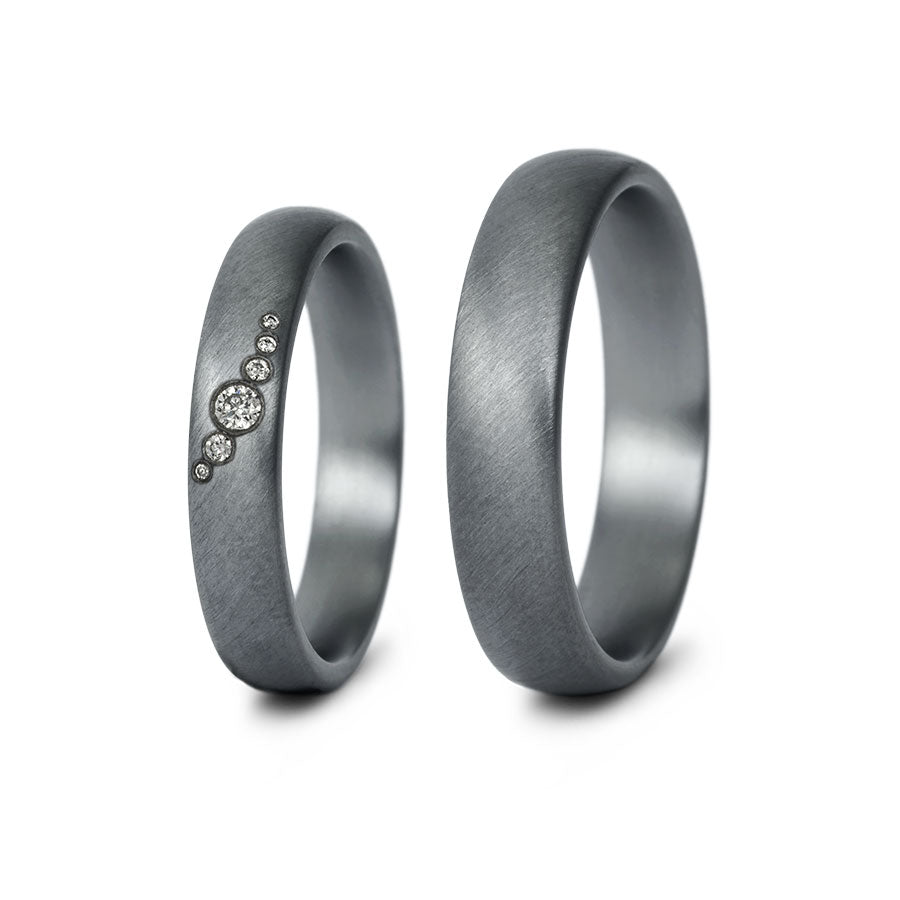 Tantal Trauringe P1 4+5 mm 6 Brill. 0.032ct.