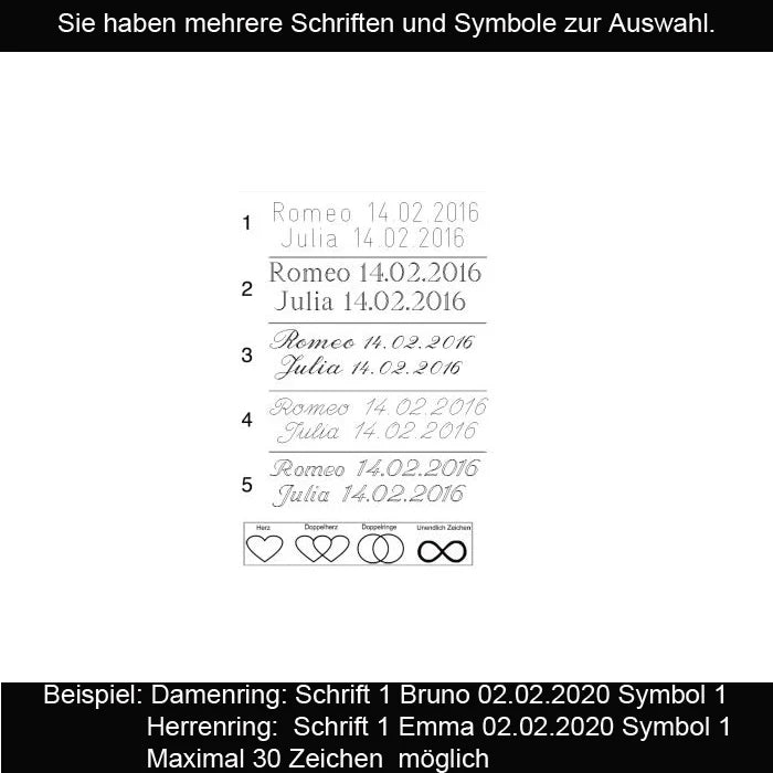 Gravurinfos für Simon & Söhne Trauringe/Eheringe Silver M 25