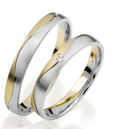 Simon & Söhne Trauringe Gelbgold/Weißgold Slim Bicolor S 155