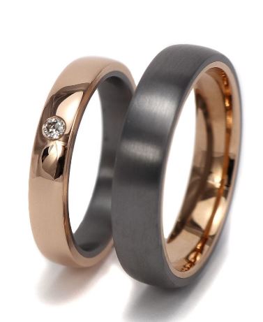 Tantal/Rotgold 585 Eheringe Axial by Haudarin