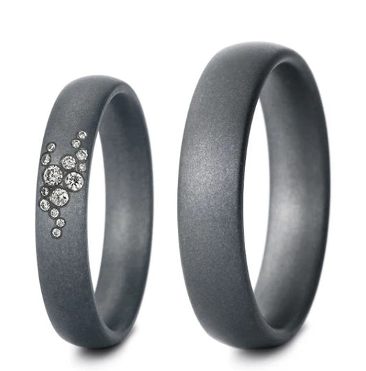 Tantal Trauringe P1 matt 4+5 mm 15 Brill. 0.076ct.