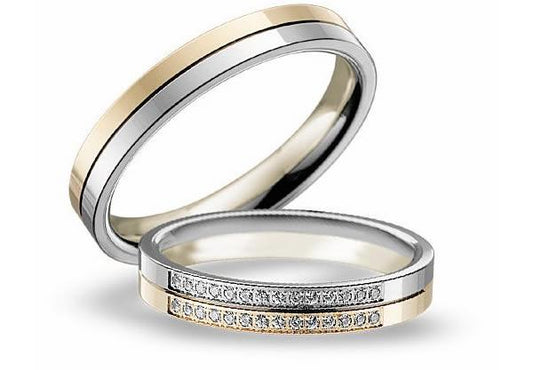 Blumer Bicolor Trauringe (Weißgold/Gelbgold) - 00131-00132