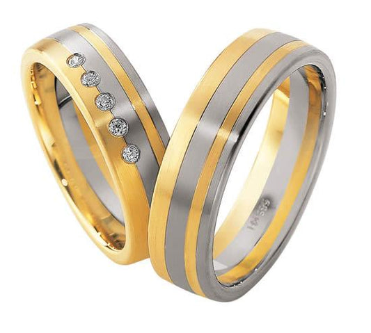 Saint Maurice Bicolor Trauringe (Gelbgold/Weißgold) 82045-82044