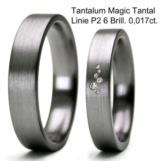 Produktbild: Tantalum Magic Tantal Trauringe/Eheringe Linie P2 6 Brill. 0,017ct.