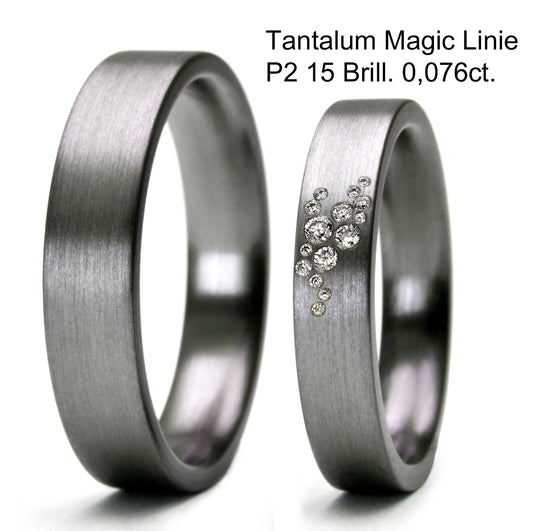 Produktbild: Tantalum Magic Tantal Eheringe Linie P2 15 Brill. 0,076ct.