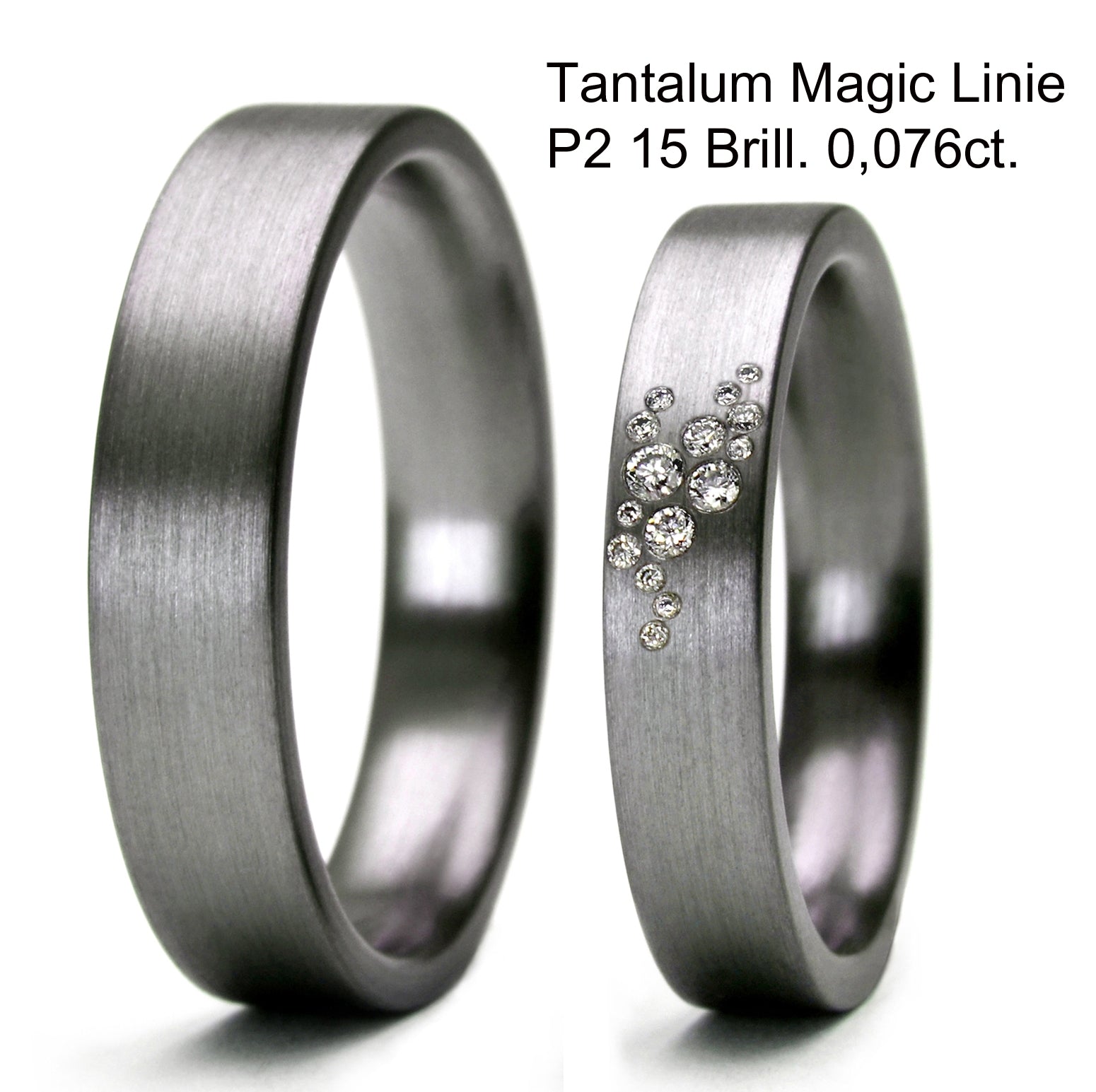 Produktbild: Tantalum Magic Tantal Eheringe Linie P2 15 Brill. 0,076ct.