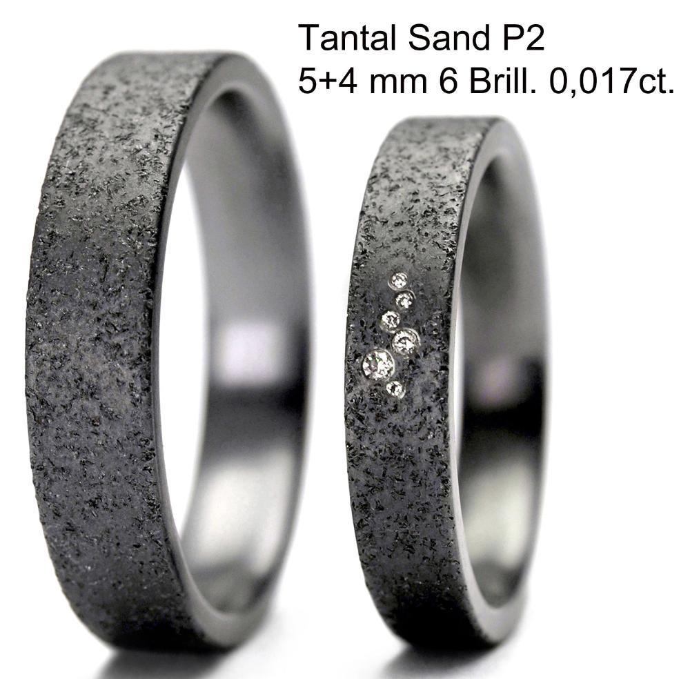Produktbild: Tantalum Magic Tantal Trauringe/Eheringe Sand P2 6 Brill. 0,017ct.