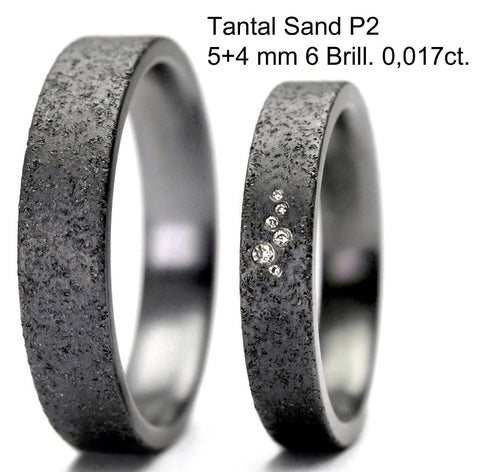 Produktbild: Tantalum Magic Tantal Trauringe/Eheringe Sand P2 6 Brill. 0,017ct.