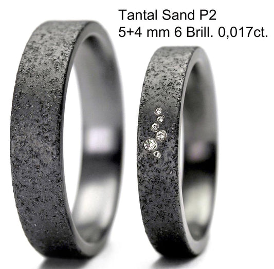 Produktbild: Tantalum Magic Tantal Trauringe/Eheringe Sand P2 6 Brill. 0,017ct.