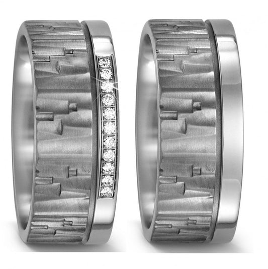 Produktbild: TitanFactory strukturierte Titan Eheringe/Trauringe 52478/001/011-52478/001/000