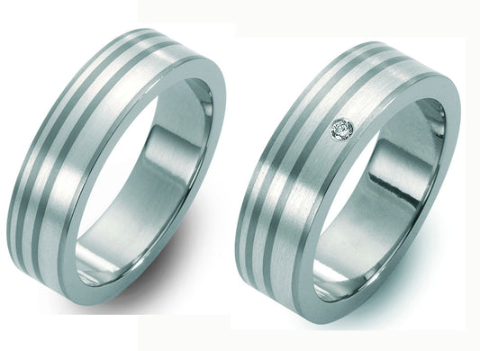 Produktbild: TitanFactory Titan-Silber Trauringe/Eheringe 51222/001/002/9202-51222/001/000/9202