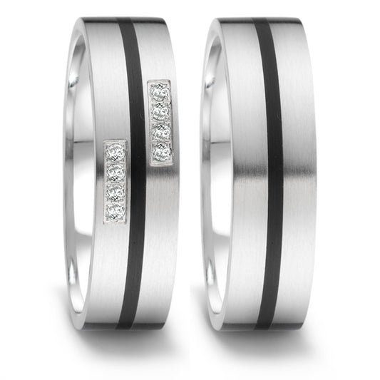 TeNo Trauringe/Eheringe PARTNER mit Keramik TAMOR SATIN Bicolor 064.1300.D50.XX-064.13P01.D50.XX