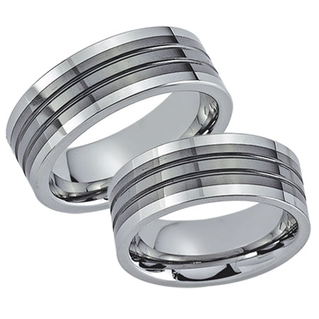 Schwarz Eheringe/Trauringe Tungsten Bicolor 20023