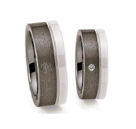 Schwarz Eheringe/Trauringe Tungsten Bicolor 20039