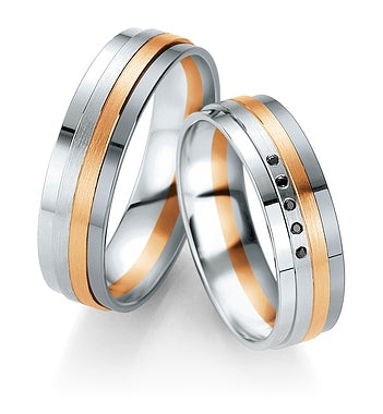 Breuning Trauringe/Eheringe B&W Black Diamonds Tricolor 48/064150-48/064160