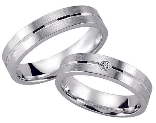 Adam und Eva Collection 5 mm Weißgold Trauringe-Eheringe WG 5013