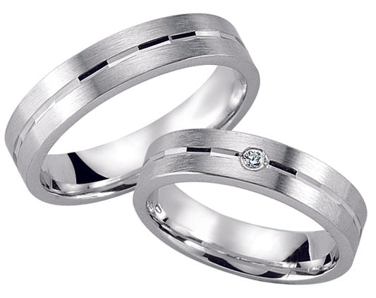 Adam und Eva Collection 5 mm Weißgold Trauringe WG 5013