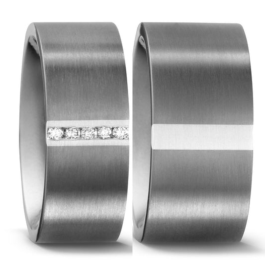 TitanFactory Titan-Silber Trauringe/Eheringe 51051/001/005/9202-50983/001/000/9202