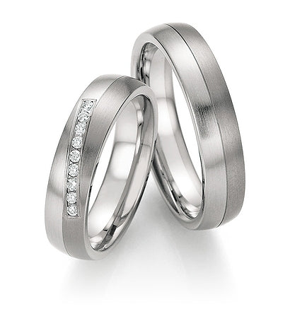 Nowotny Collection Ruesch Trauringe Whitestyle Steel Titan Brillant 68/06110-050-68/06120-050