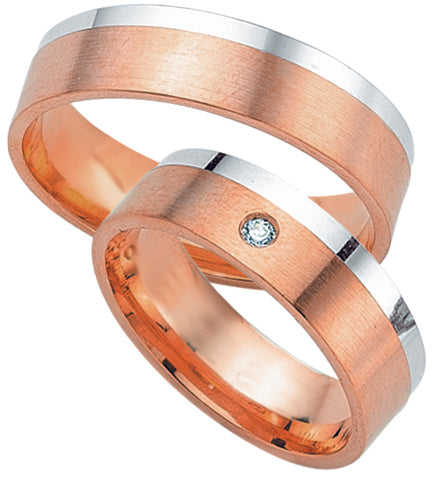 Adam und Eva Collection 6mm  Weißgold/Rotgold Trauringe W/R 8006