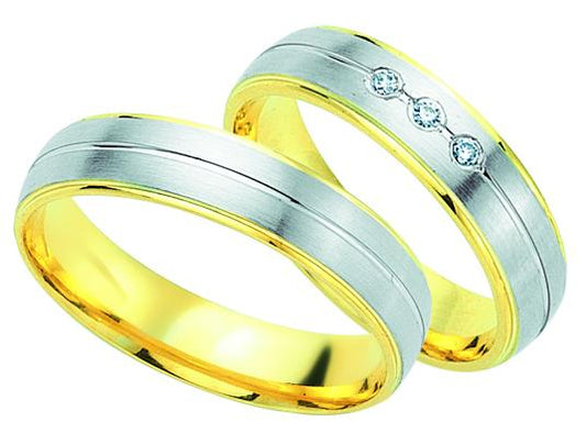 Adam und Eva Collection 5 mm Gelbgold/Weißgold Trauringe GW 8012