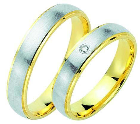 Adam und Eva Collection 4,5 mm Bicolor Gelbgold/Weißgold Trauringe GW 8014